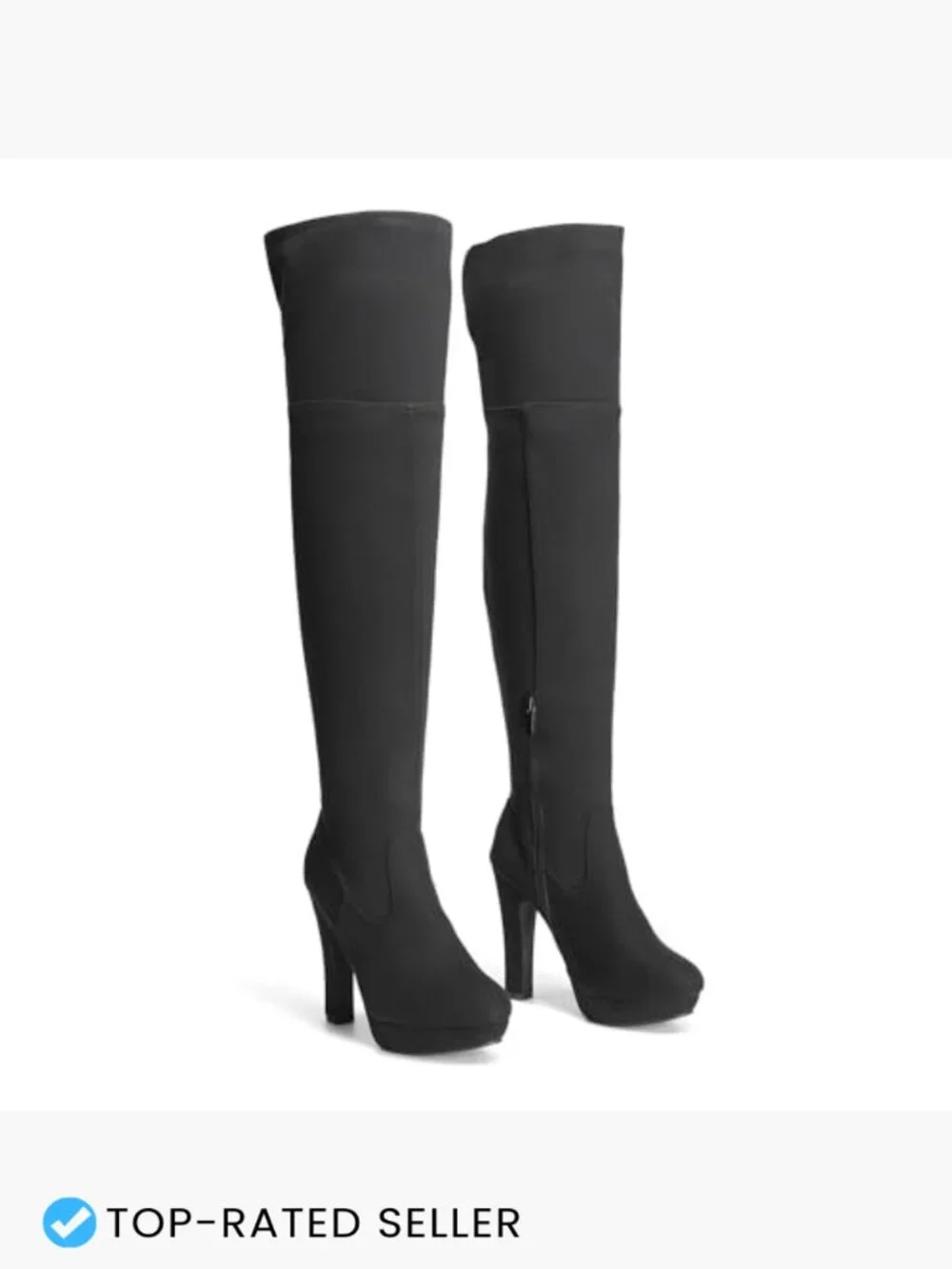 Chunky High Heel Over The Knee Boots Platform Stretch Suede Block Y2K